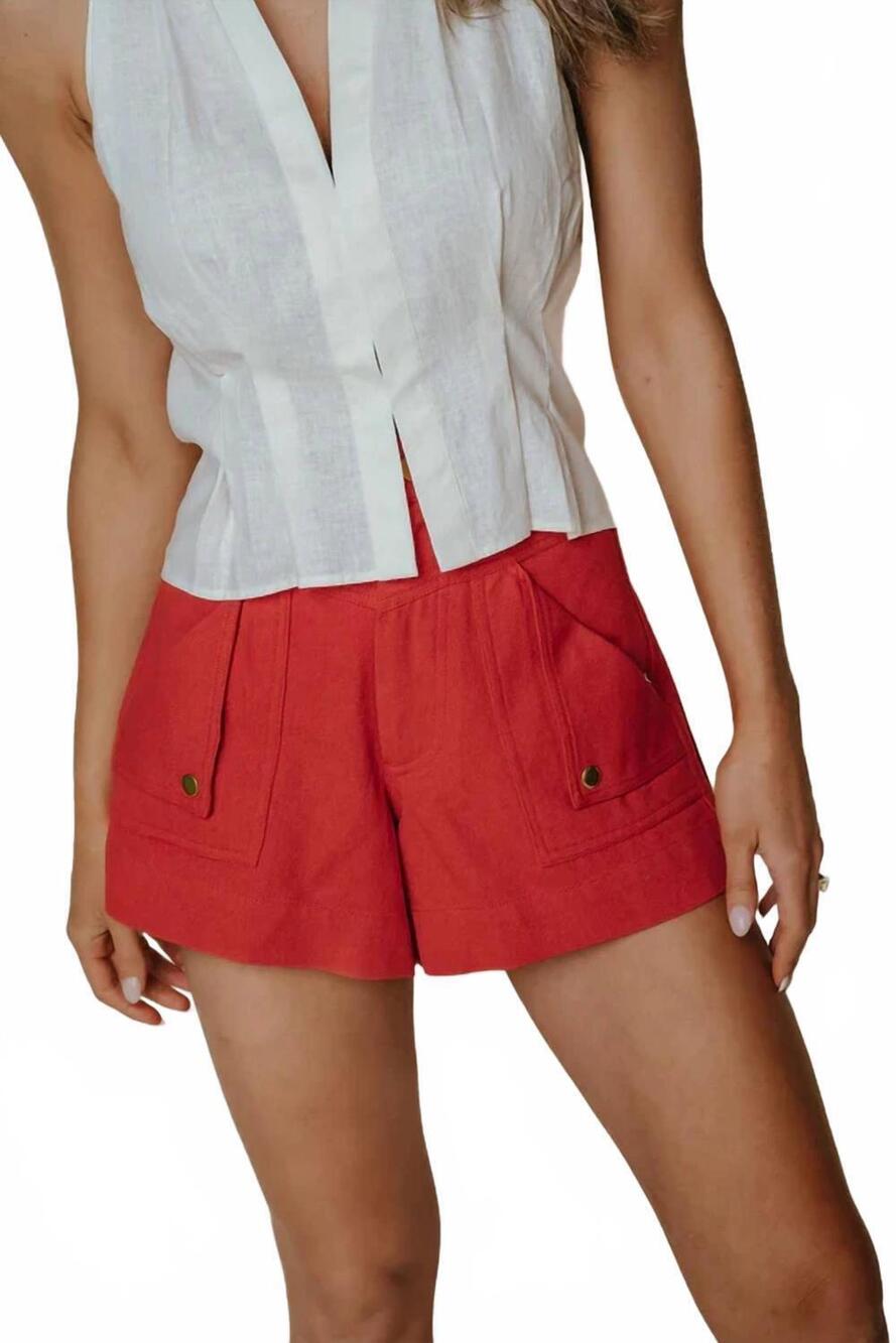 NEW LAROQUE cypress high rise shorts in red